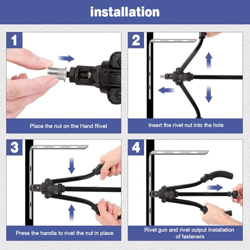 HSEAMALL 240 Stück Blindnietenmutter Set M3 M4 M5 M6 M8 M10 Nietmuttern 304 Edelstahl Gewindeeinsätze Blindnieten für Metall Kfz, Metallbau & DIY