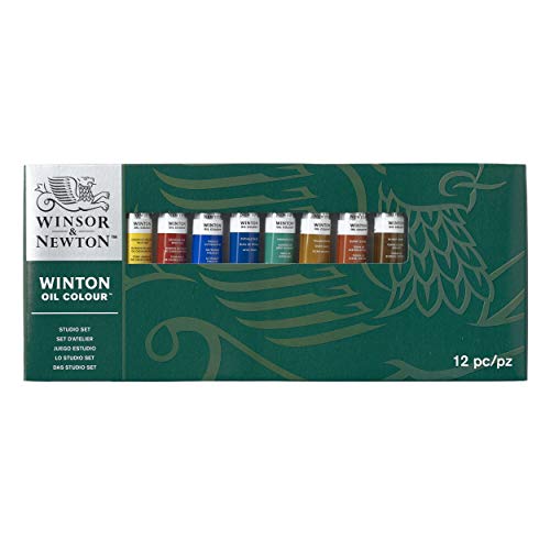 Winsor & Newton Winton Oil Color Paint, Studio Set, 10 x 37ml Tubes, Blue,Red,White, 12 Piece Set