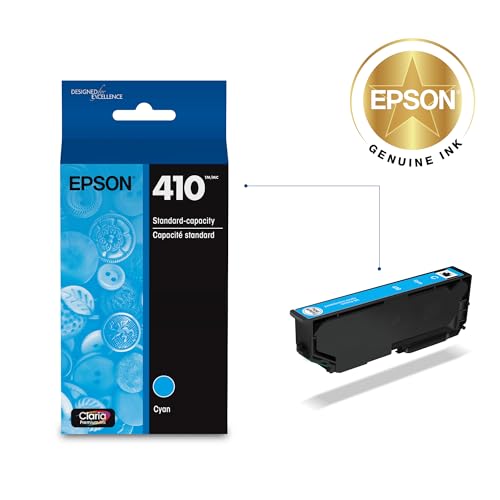 Image of EPSON 410 Claria Premium Ink Standard Capacity Cyan Cartridge (T410220-S) Works with Expression XP-530, 630, 640, 7100, 830