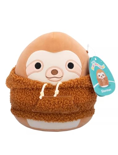 Squishmallows Peluche original de 8 pulgadas de Navidad 2024 con capucha, juguete oficial de Jazwares, añádelo a tu escuadrón, regalo para niños, niñas y niños (Sherman el perezoso)