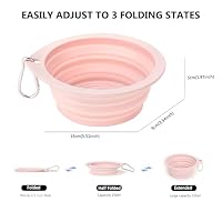 sonluk 3 Pack Collapsible Dog Bowls,2 Pet Bowls with 1 Pet Poop Bag Dispenser Set,Portable Silicone Travel Dog Bowls for Walking,Hiking,Camping,Outdoor Travel(Pink&Green) — image 8