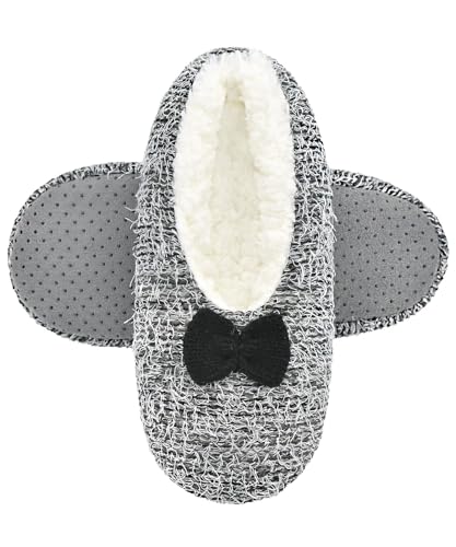 Image of DICUIRD Womens Cozy&Warm Soft Sole Slipper Socks with Grippers-Girls Teddy Fleece Indoor Slipper with Non-skid Bottoms