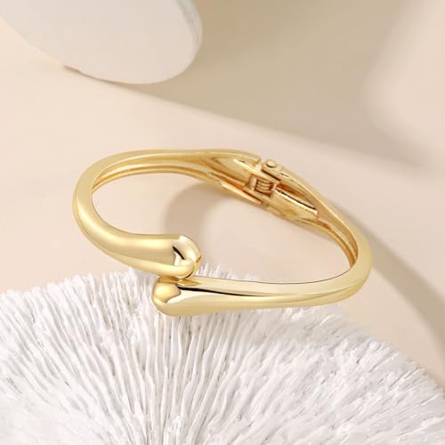Trendy Twist Chunky Cuff Bracelet, Gold Bangle Bracelets for Women4