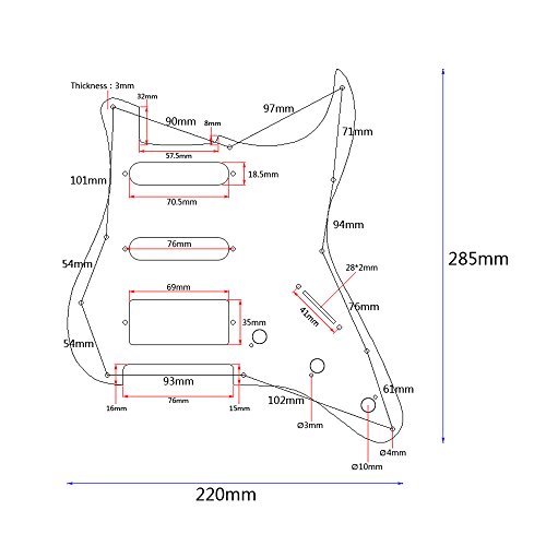 KKmoon SSH Guitarra de madeira Pickguard Maple Wood com padrão de flores decorativas para guitarras