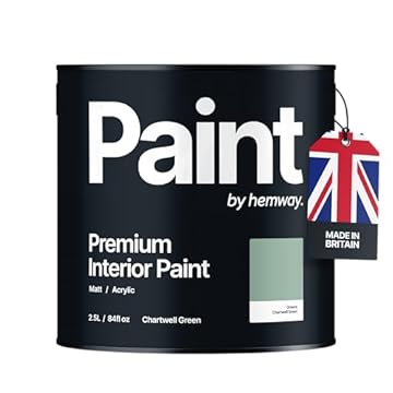 Hemway - Premium Interior Paint - Chartwell Green 2.5 L | Indoor Matt Finish, Acrylic & Water-Based Emulsion | Quick Dry & High Coverage for the Kitchen, Bathroom & Bedroom