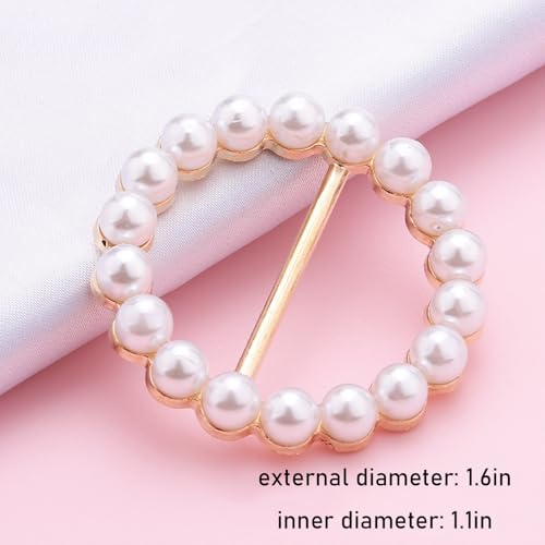 Image of Scarf Ring Clip for Women 4PCS T-Shirt Clips Metal Round T-Shirt Tie Ring Rhinestone Pearl Tshirt Clips Buckle Clothing Ring Wrap Holder