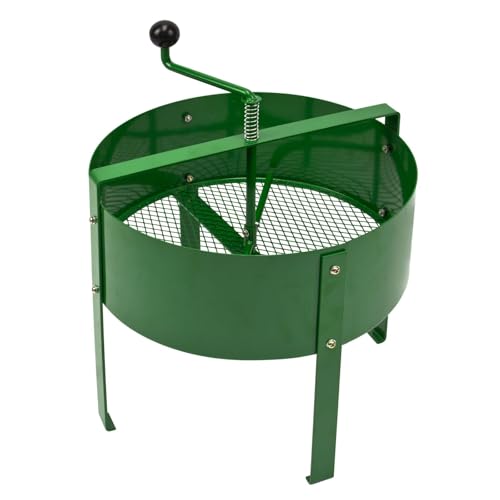 Kestek Metall Handkurbelsieb HKS15, Ø 40 cm, 15 l, grün, robustes Gitterblech, ideal für Garten, Kompost, Erde und Sand