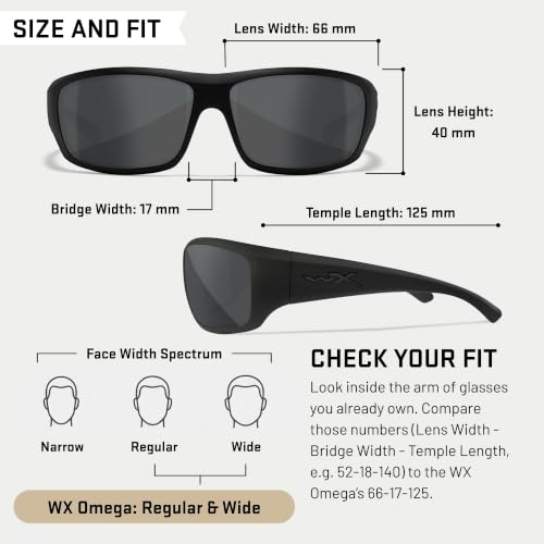 Image of Wiley X WX Omega Sunglasses, Safety Glasses for Men and Women, UV Eye Protection