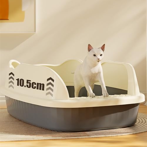 Arenero para gato grande con borde alto y diseño abierto miniatura 7