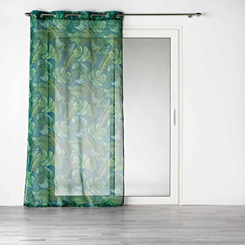 Douceur d'Intérieur, Rio Blue Sand Blasted Eyelet Curtain 140 x 240 cm, W 55.1" x L 94.5" (1 Panels)