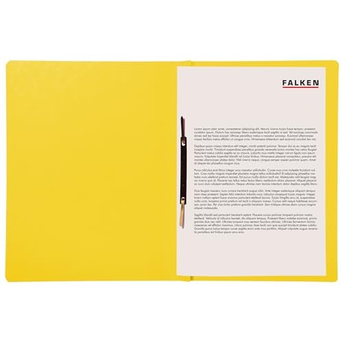 Original Falken 10er Pack Recycling-Schnellhefter gefaltet DIN A4 Intensivfarbe gelb. Made in Germany Blauer Engel Hefter Papphefter Kartonschnellhefter Schulhefter Pappordner Mappe Schulordner