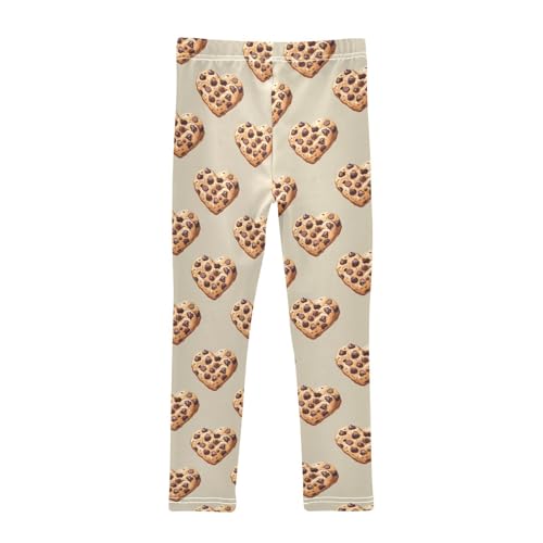 Heart Chocolate Chip Cookies Girls Leggings,Workout Leggings for Girls Toddler Athletic Leggings Size for 3-10T2