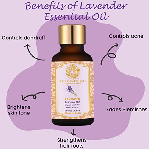 RYLLZ ESSENTIALS Lavender Essential Oil With Glass Dropper | 100% Pure & Natural | Steam Distilled (30ml) - Image 6