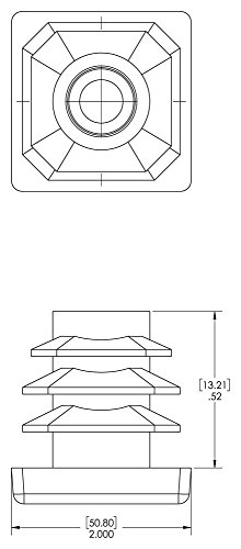 Image of Caplugs SQR-2-10-14 SQR Series, Plastic Plug for Square Tubing, LD-PE, to fit Square Tube Size OD 2.000 inch Wall Thickness 10-14 Ga. (0.134-0.083) inch, Impact-Resistant Base, Black, Pack of 20 (99395089)