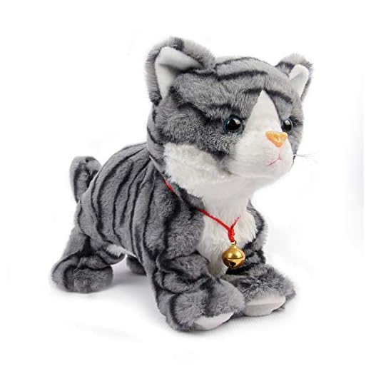 Smalody Interactive Plush Toys, Novelty Sound Control Electronic Cat Electronic Pets Robot Cat Gift for Children (Gray)
