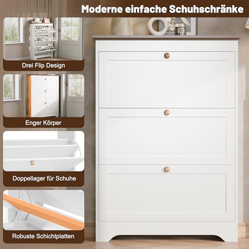 Armoire à chaussures étroite blanche en MDF pour entrée encombrée - 7