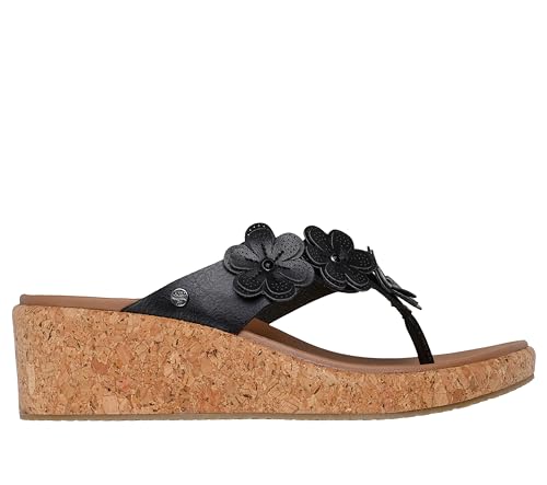 Skechers Skechers Women's ARCHFIT BEVERLEE - RARE BLOSSOM, Floral Applique Thong, Black, 5.5M