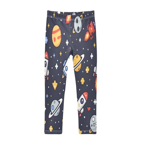 Bolaz Toddler Girls Leggings Printed Yoga Pants Leggings Rocket Planet for Kids