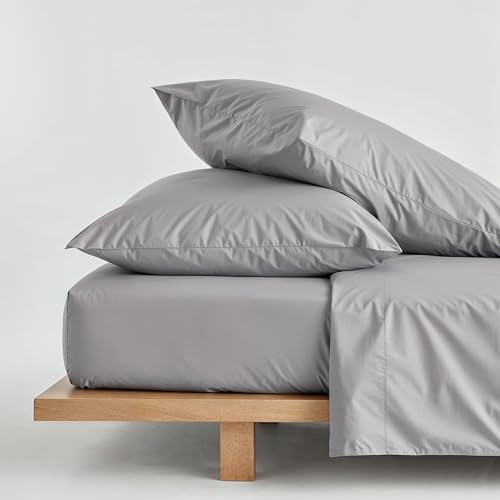 Image of Italic Luxe 100% Australian Cotton Bedding Bundle - 400 Thread Count -King Size - Soft & Silky Feel - Includes Flat Sheet, Deep Pocket Fitted Sheet & Pillowcases - Hotel-Quality Bedding (Light Gray)