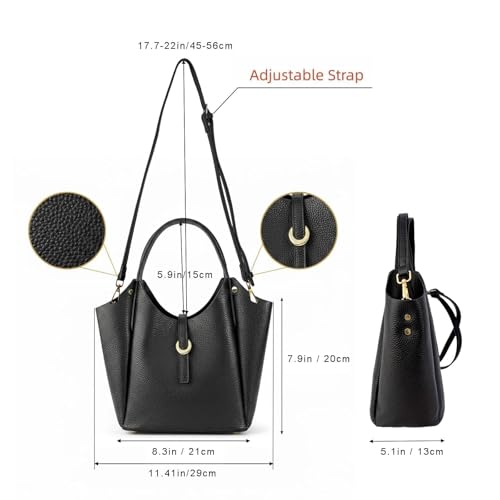 Bolso Bucket de Cuero Genuino para Mujer miniatura 4