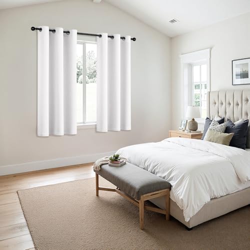 Image of MIULEE Blackout Curtains for Bedroom Living Room 2 Panels, Thermal Insulated Room Darkening Drapes Grommet Noise Reducing Light Blocking Window Treatments 40 Inches Long 29x40 Inch Pure White