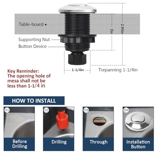 Garbage Disposal Air Switch Kit Dual Outlet Sink Top Waste Disposal Stainless Steel On/Off Air Button Food and Waste Disposals Part by Etoolcity