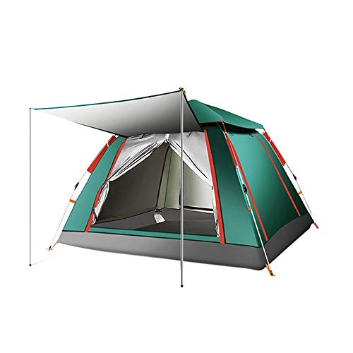 Tente imperméable 4 places à ouverture rapide et protection solaire argentée bleue