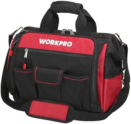 WORKPRO Elektriker Wasserdichte Werkzeugtasche Profi, weite Öffnung & große Kapazität 42CM/16" aus 1680D Polyester, Schultergurt verstellbar, Multifunktion für Heimwerker Handwerker