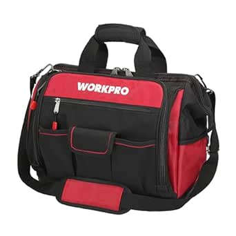 WORKPRO Elektriker Wasserdichte Werkzeugtasche Profi, weite Öffnung & große Kapazität 42CM/16" aus 1680D Polyester, Schultergurt verstellbar, Multifunktion für Heimwerker Handwerker