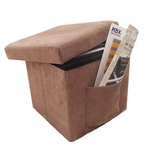 Repose-pieds pliable marron pour salon avec coffre de rangement cube - 2