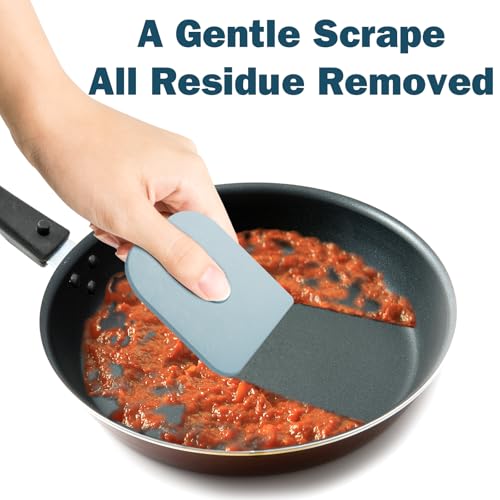 Image of Pan Scraper, 10 Pcs Plastic, Non Scratch for Cast Iron, Pot and Pan Cleaning, Sturdy Scraper Kitchen Tool-Aqua