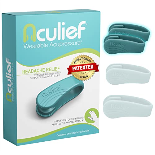 Aculief - Award Winning Natural Headache, Migraine, Tension Relief Wearable – Supporting Acupressure Relaxation, Stress Alleviation - Simple, Easy, Effective 2 Pack - (X-Small/Kids Teal) #TOP3