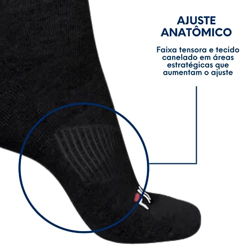 Kit 06 Pares Meia Fila Cano Longo Esportiva Fbox Sola Atoalhada Algodão Unissex Lifestyle Adulto | 6