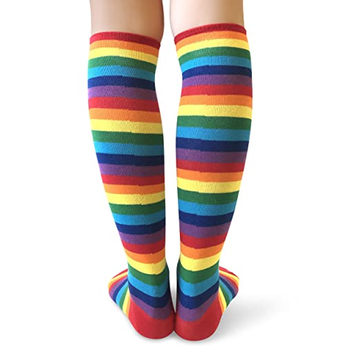 Image of PolyMedea Elite Quality Colorful Soft Cotton Women's Striped Knee High Socks