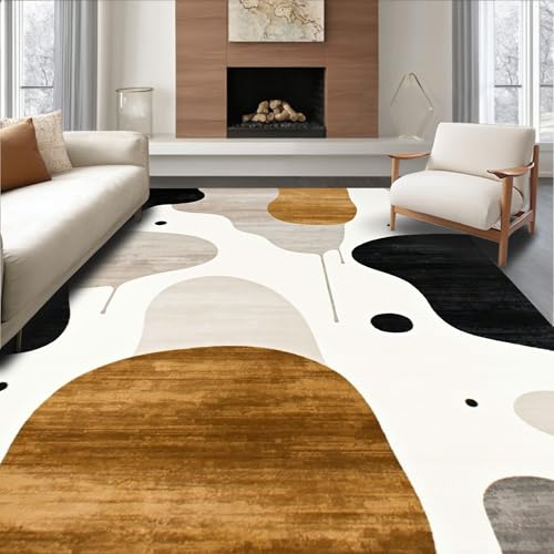 Tapete plano moderno 5x7 beige y negro miniatura 1