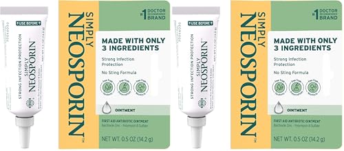 Neosporin Simply Formula 3-Ingredient First Aid Antibiotic Ointment and Wound Care Treatment with Bacitracin Zinc and Polymyxin B Sulfate, Preservative-, Paraben- and Neomycin-Free, 0.5 oz (Pack of 2)