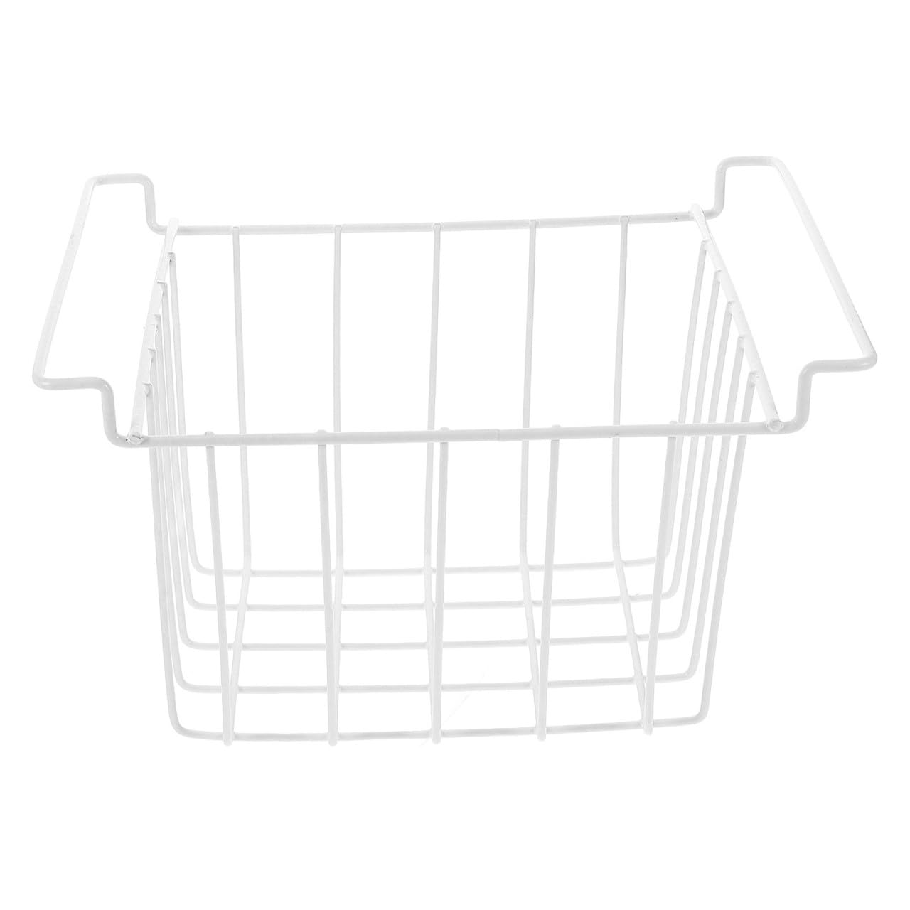 Panier suspendu cuisine et bac de rangement métal blanc pour frigo top