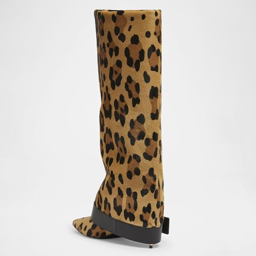 Yishaweiqi Black Fold Over Boots For Women Buckle Wide Calf Stiletto High Heel Knee High Boots Pointed Toe Shark Boots4