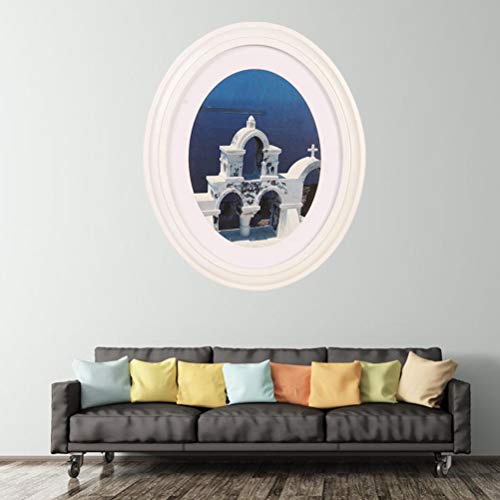 Garneck Oval Wood Picture Frame Wall Hanging Decoration 7 Inch - Send Seamless Nail And S Nail (White) #TOP7