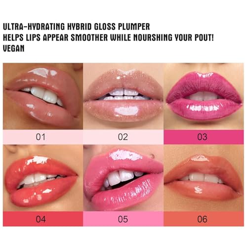 BIOKUSY Lip Plumping Booster, Spicy Lip Plumper Oil Lip Plumping Gloss, Ultra-Hydrating Nourishing Plump and Pout Lip Plumper, Glossy Finish Fuller Natural Lip Makeup Gift for Girls (01#)