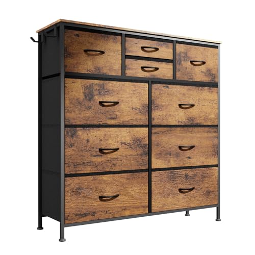 MYHMCT Chest of Drawers, 10-Drawer Fabric Dresser with Wood Top &...