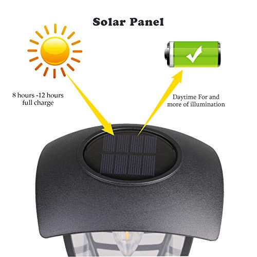 2 Pack Solar Wall Lantern Lights Outdoor Waterproof, Black Sun Powered Wall Light Fixtures, Sturdy Plastic Led Wall Lantern, Clear Warm White Lighting For Yard, Front Porch, Garage And Garden #TOP4