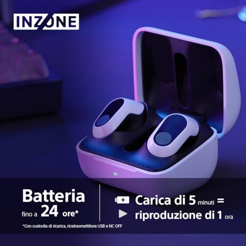 Inzone Buds - Auricolari da Gioco True Wireless, Suono Spaziale a 360°, Noise Cancelling, Microfono AI, Dongle a Bassa Latenza, Compatibile con PC e PS5 - Bianco - Cuffia gaming - Immagine 5