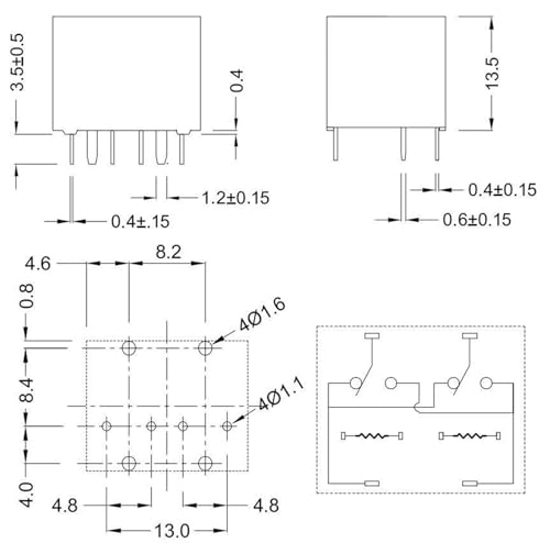 Relais 8 broches ACTB3A2 ACTB32 TB2-8P-160Ω pour platine de commande