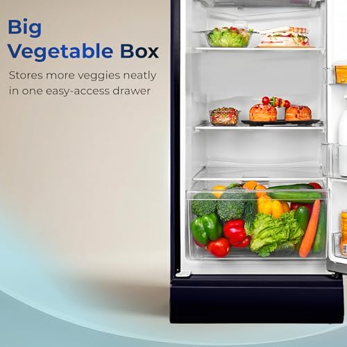 Image of Haier 190 L 4 Star Direct Cool Single Door Refrigerator with Fast Ice Making, Easy Clean Back, Large Vegetable Box (HED-204TMIBA-N, Marine Ivy, Base Stand Drawer, 2026 Model)