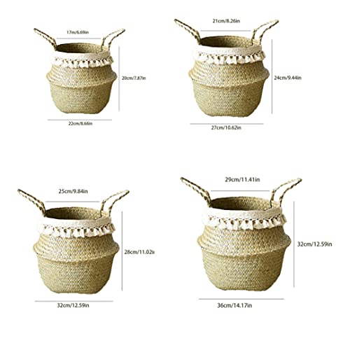 Panier tissé Herbe à mer pot de fleur intérieur et jardinière à anses