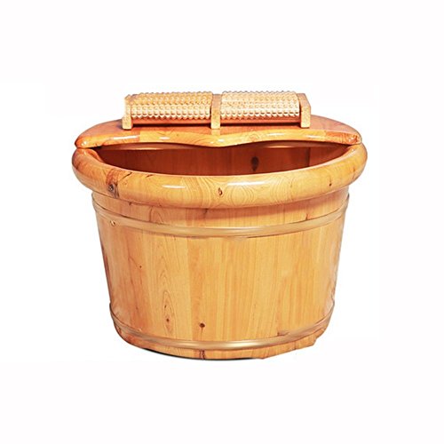 Spa para pies con masaje y burbujas de madera sólida miniatura 1