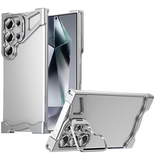 Coque métal S25 Ultra frameless avec bumper aluminium antichoc silver