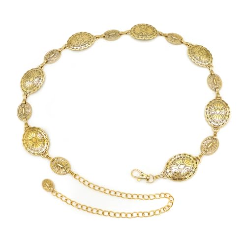Image of Women's Concho Chain Belt Western Cowgirl Metal Waist Chain Belt for Dress