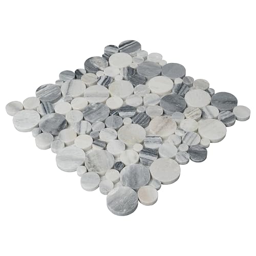 MSI Alaska 12 in. x 12 in. Gray River Stone Polished Marble Kitchen Backsplash, Bathroom, Floor, Shower Wall Tile, Mesh-Mounted Mosaic Tile by MSI - Image 5